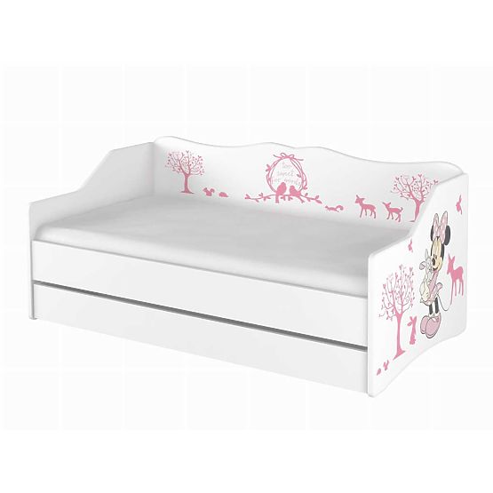 Detská posteľ s chrbtom - Minnie Mouse a zvieratká