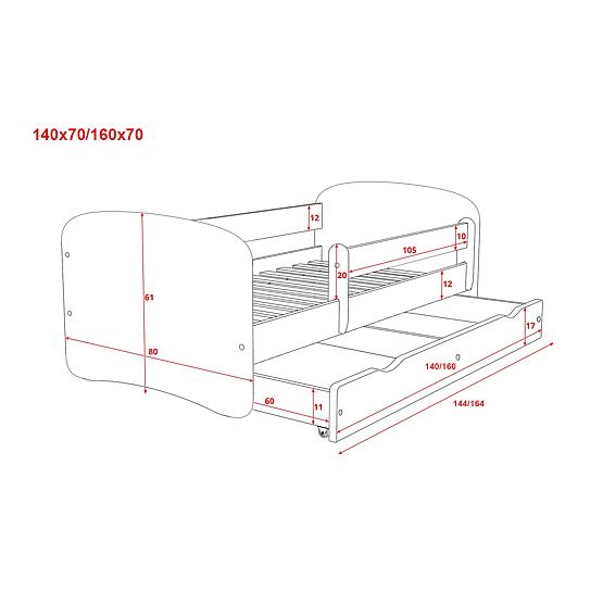 Detská posteľ so zábranou - Mýval - biela