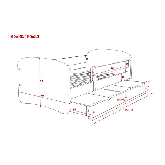 Detská posteľ so zábranou - Mýval - biela