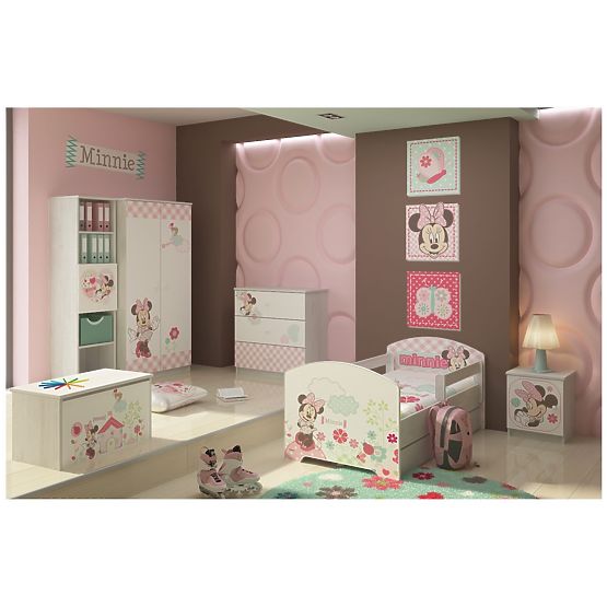 Detská posteľ sa zábranou - Minnie Mouse - dekor nórska borovica