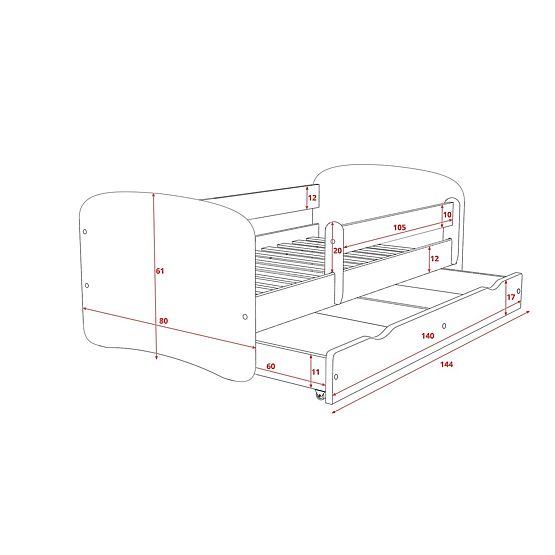 Detská posteľ sa zábranou - superhrdinovia - biela