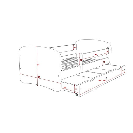Detská posteľ sa zábranou - superhrdinovia - zelená