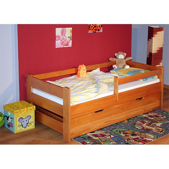 Detská posteľ so zábranou - jelša