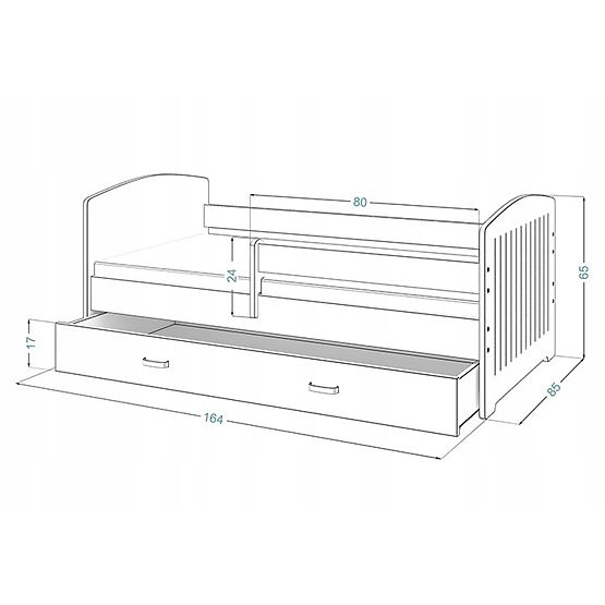 Detská posteľ so zábranou MIKI 160 x 80 cm