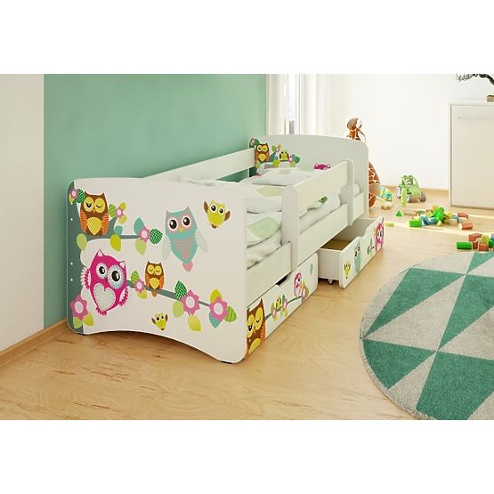 Detská posteľ so zábranou - sovičky