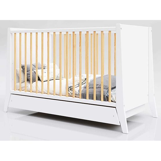 Detská postieľka Cosmo Scandi 120x60 bielo-prírodná