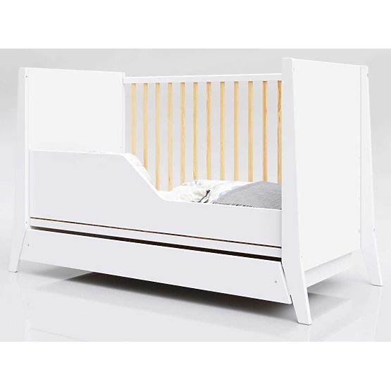 Detská postieľka Cosmo Scandi 120x60 bielo-prírodná