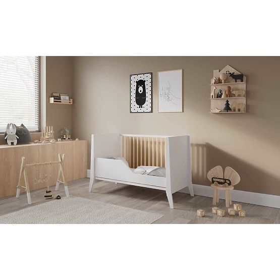 Detská postieľka Cosmo Scandi 120x60 bielo-prírodná