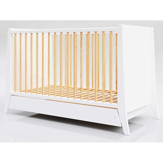 Detská postieľka Cosmo Scandi 120x60 bielo-prírodná