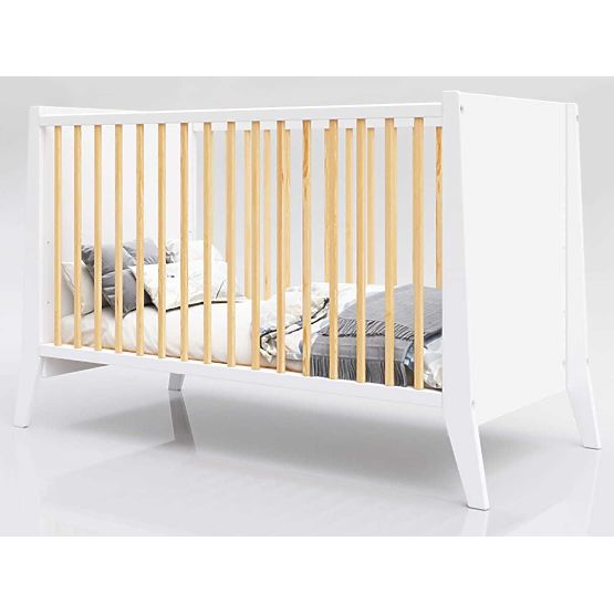 Detská postieľka Cosmo Scandi 120x60 bielo-prírodná