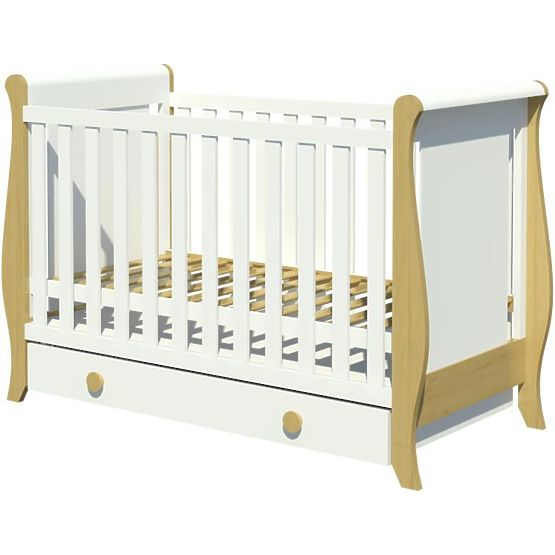 Detská postieľka MIŠA - biela/prírodná