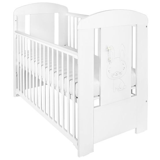 Detská postieľka New Baby Králiček so sťahovacou bočnicou biela