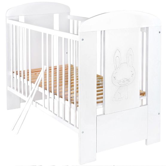 Detská postieľka New Baby Králiček so sťahovacou bočnicou biela
