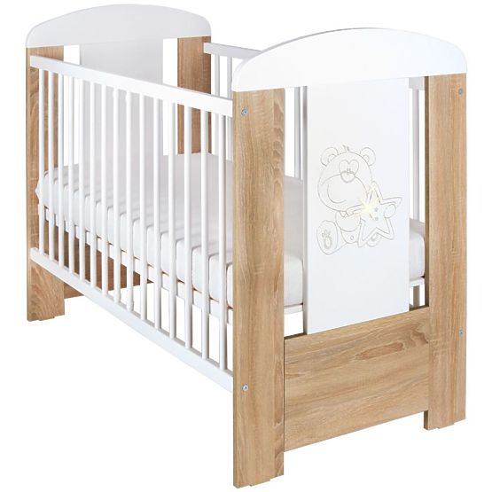 Detská postieľka New Baby Medvedík s hviezdičkou štandard dub Riviera