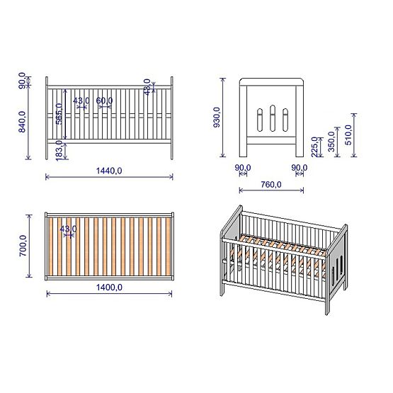 Detská postieľka Zuza 140x70 cm s válendovou bočnicou