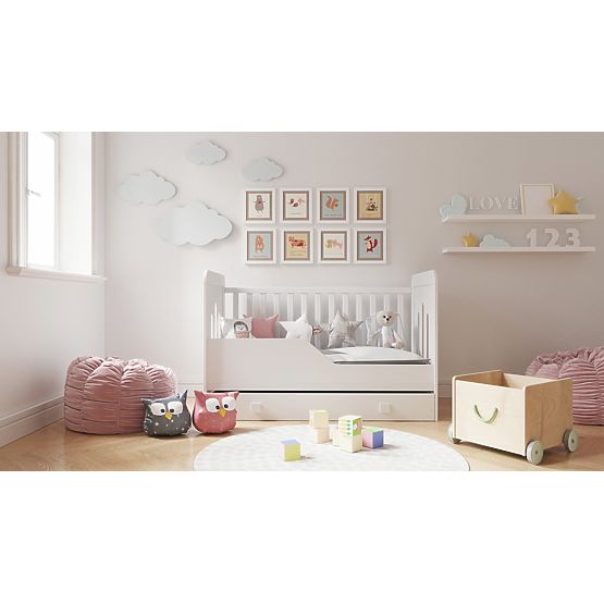 Detská postieľka Zuza 140x70 cm s válendovou bočnicou