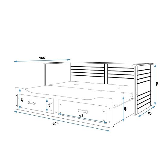 Detská rozkladacia posteľ HERMES sa chrbtom - sivá