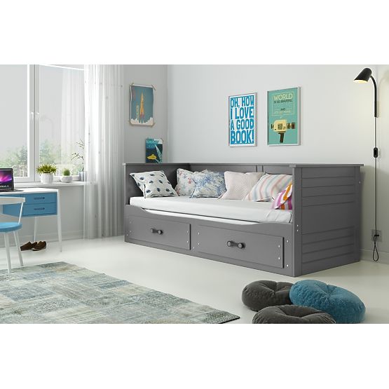 Detská rozkladacia posteľ HERMES sa chrbtom - sivá