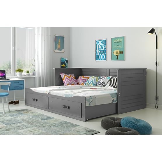 Detská rozkladacia posteľ HERMES sa chrbtom - sivá