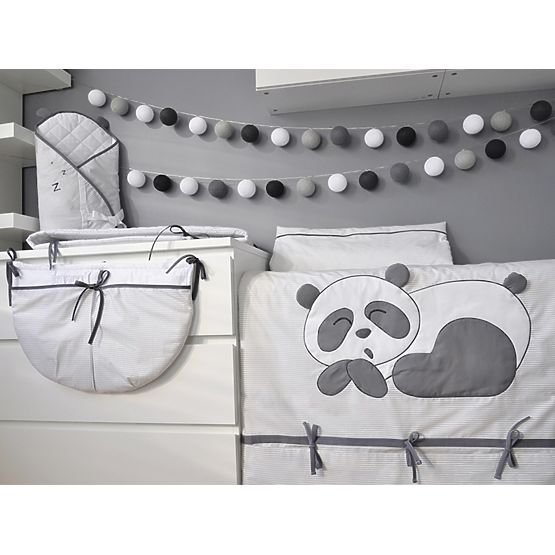 Detské 2-dielne obliečky Panda - sivé