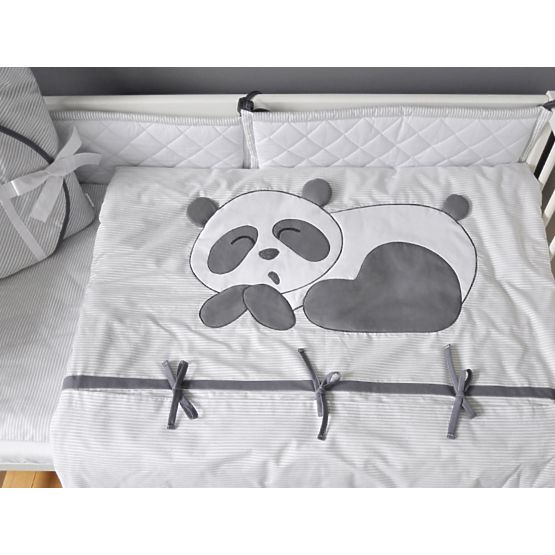 Detské 2-dielne obliečky Panda - sivé