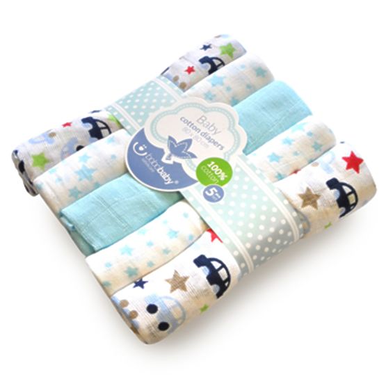 Detské bavlnené plienky - rôzne vzory - 5 kusov