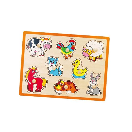 Detské drevené puzzle s úchytmi Viga Farma Multicolor