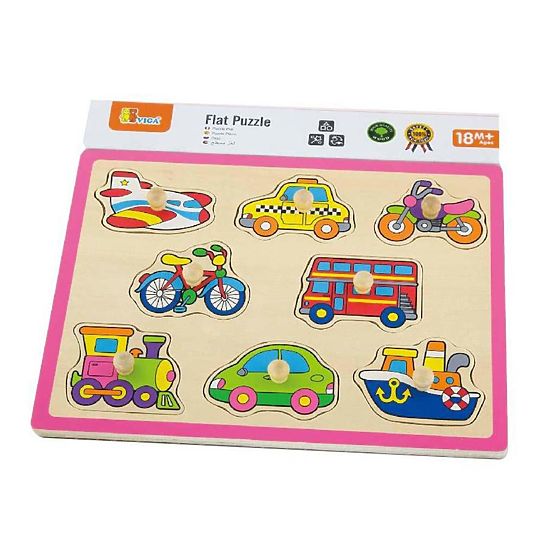 Detské drevené puzzle s úchytmi Viga Vozidlá Multicolor