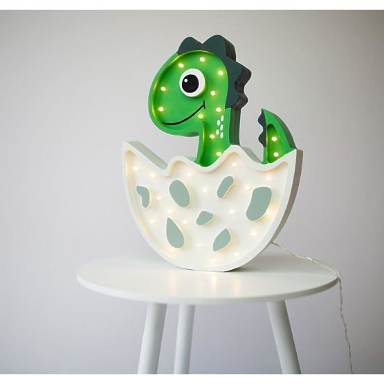 Detské drevené svietidlo LED svietidlo Dino - zelené