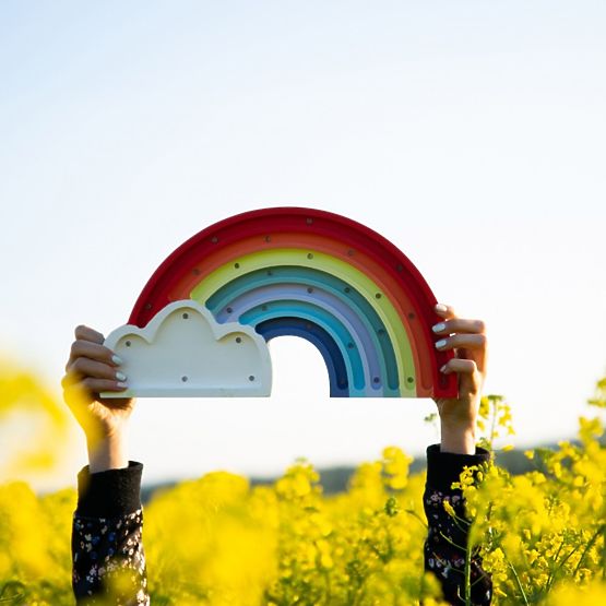 Detské drevené svietidlo LED svietidlo Dúha