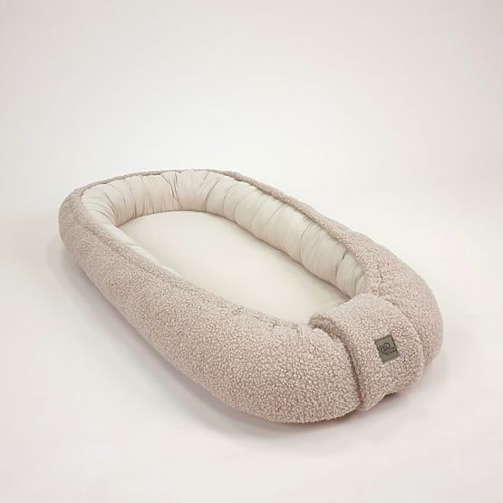 Detské hniezdočko Teddy z mušelínu a baránka - béžové