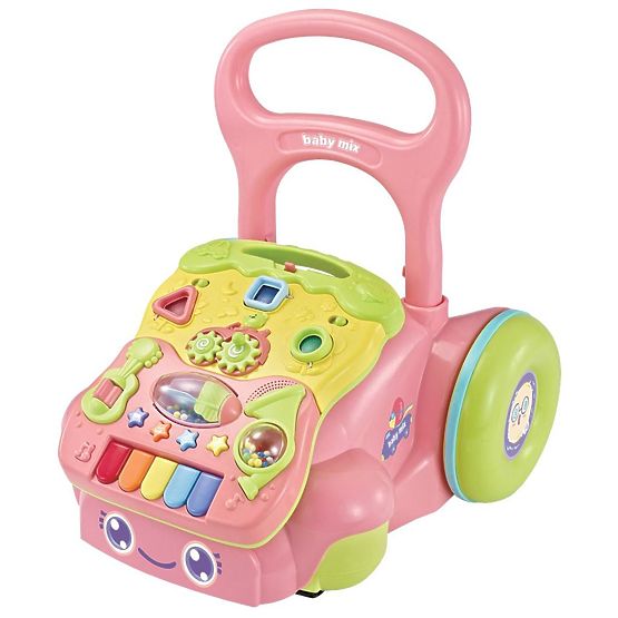 Detské hrajúce edukačné chodítko Baby Mix ružové Ružová