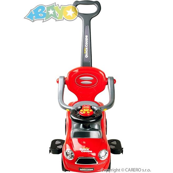 Detské hrajúce jazdítko-odrážadlo 3v1 Bayo Super Coupe red Červená