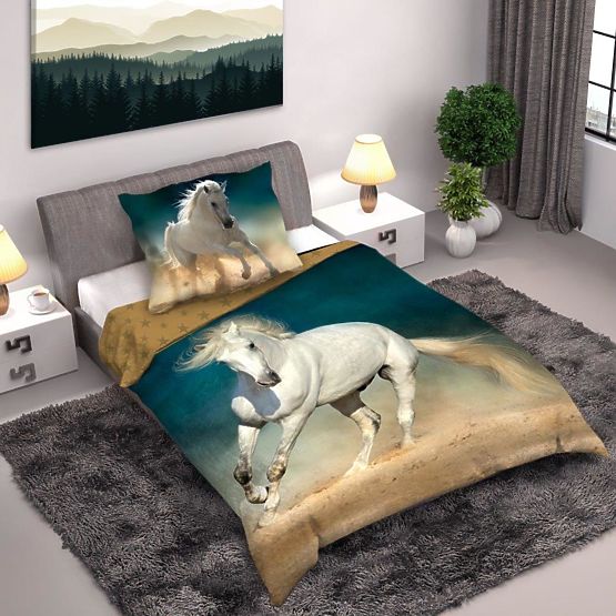 Detské obliečky 140x200 cm + 70x90 cm Biely kôň