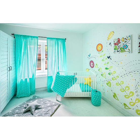 Detské obliečky - hviezdy 88 mätovozelené