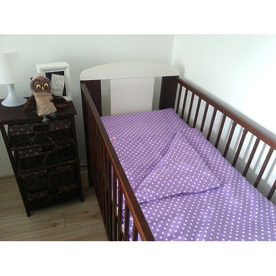 Detské obliečky s bodkami - fialové