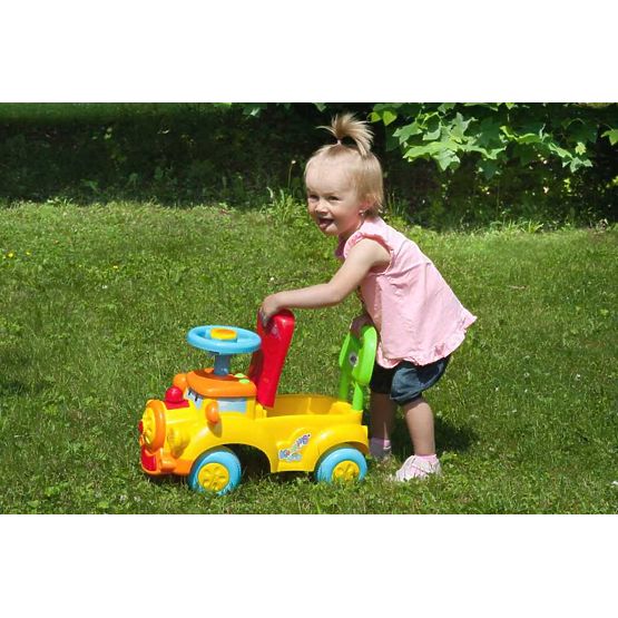 Detské odrážadlo s pískatkom Bayo vláčik žltý