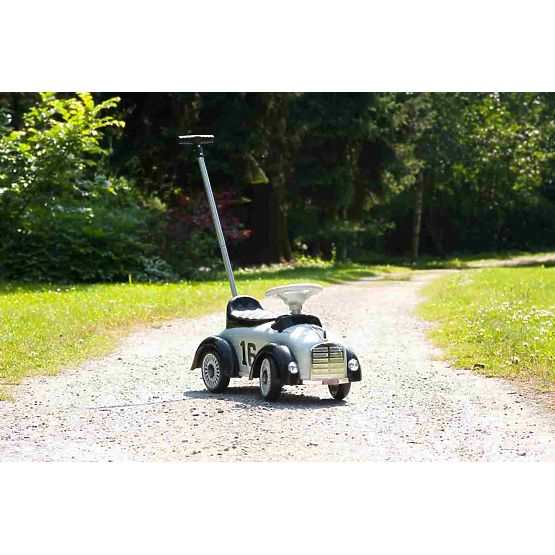 Detské odrážadlo so zvukom a vodiacou tyčou Retro Bayo grey Sivá