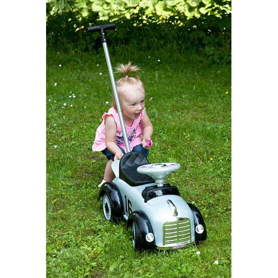 Detské odrážadlo so zvukom a vodiacou tyčou Retro Bayo grey Sivá