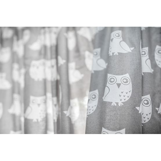 Detské závesy - šedé s bielymi sovami 21