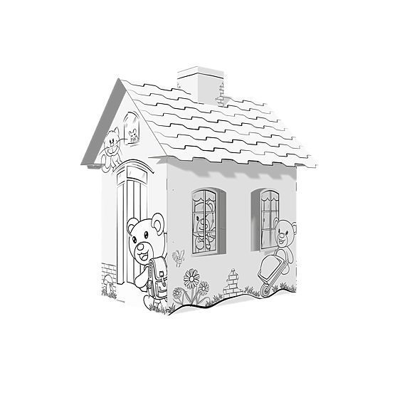 Detský kartónový domček s komínom - Medveď