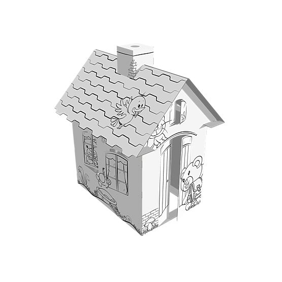 Detský kartónový domček s komínom - Medveď