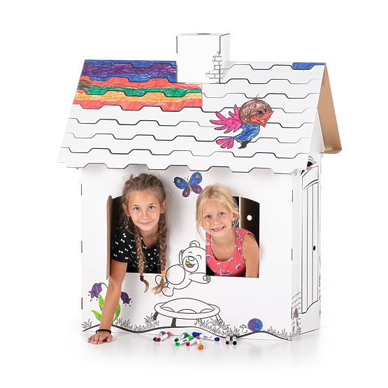 Detský kartónový domček s komínom - Medveď