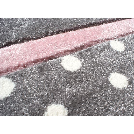 Detský koberec Bodky - striebro-šedo-ružový