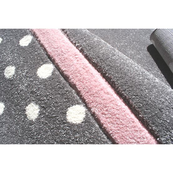 Detský koberec Bodky - striebro-šedo-ružový