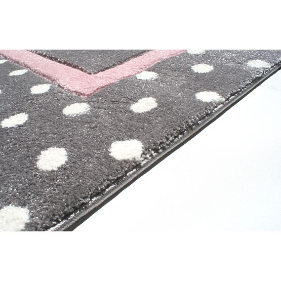 Detský koberec Bodky - striebro-šedo-ružový