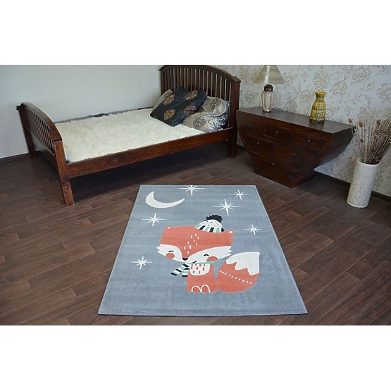 Detský koberec FOX - šedý