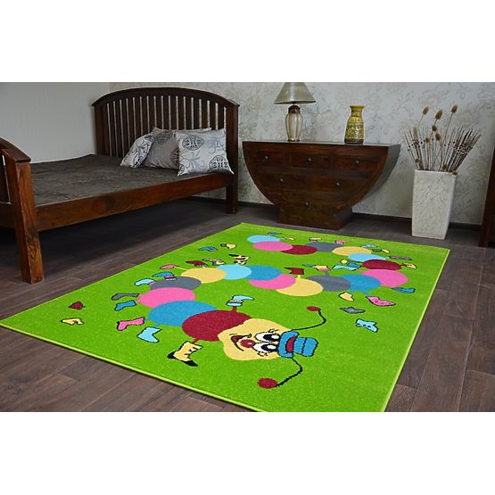 Detský koberec FUNKY TOP húsenica - zelený