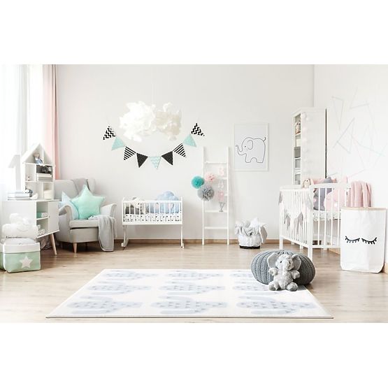 Detský koberec Kaktus - krémovo-modrý