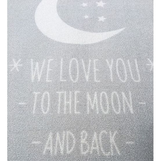 Detský koberec LOVE YOU MOON - strieborno-šedý/biely
